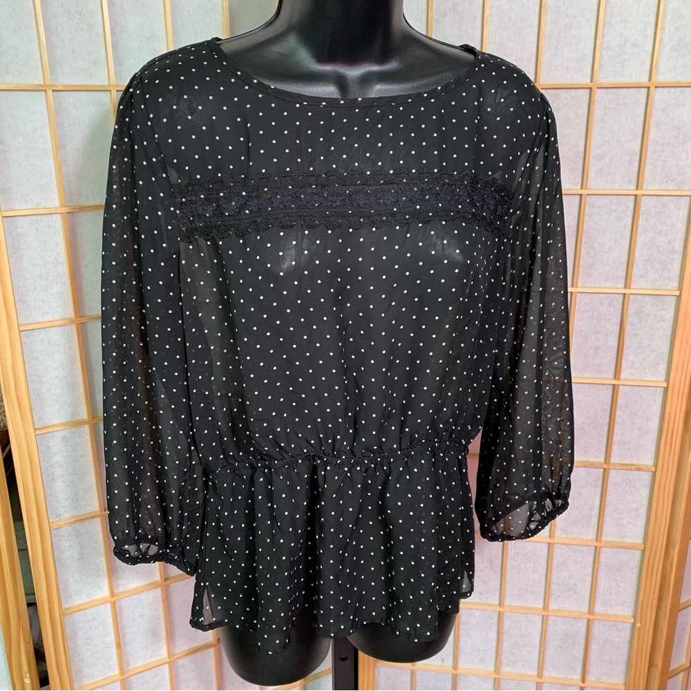 Lily Rose Semi Sheer B&W Boho Blouse